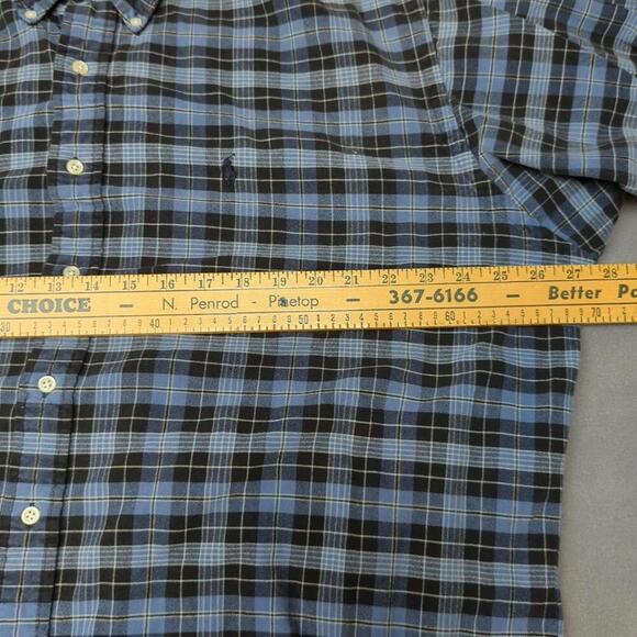 VTG Polo Ralph Lauren Shirt Men XL Blue Plaid Blake Flannel Button Pony Y2k - Picture 4 of 9